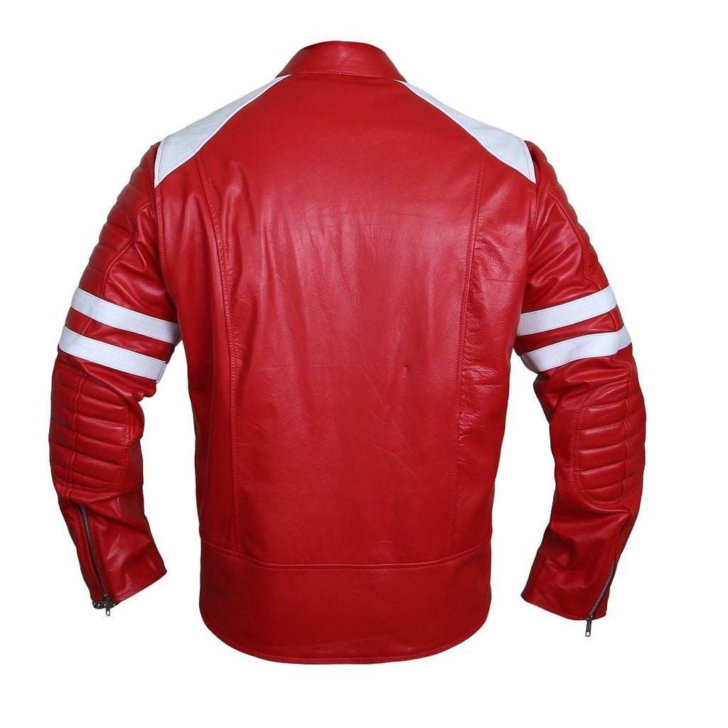Edgy Crimson Leather Racer Jacket Leather Skin Shop