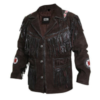 Home / Products / Edgy Chocolate Brown Leather Jacket with Fringes