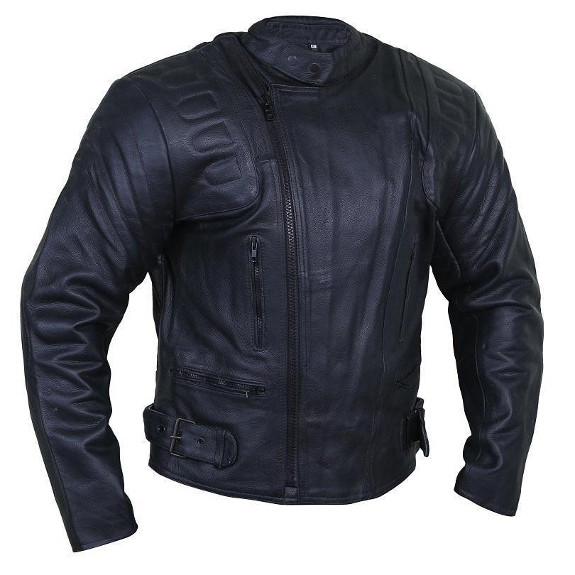 Elegant Coal Leather Racer Jacket
