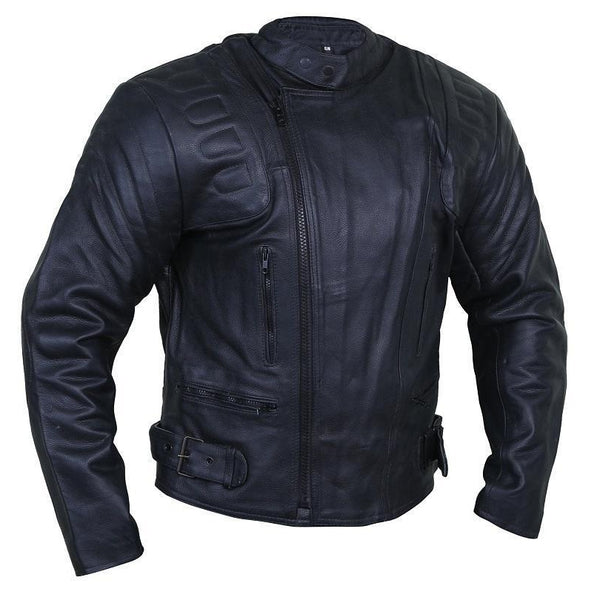 Home / Products / Elegant Coal Leather Racer Jacket