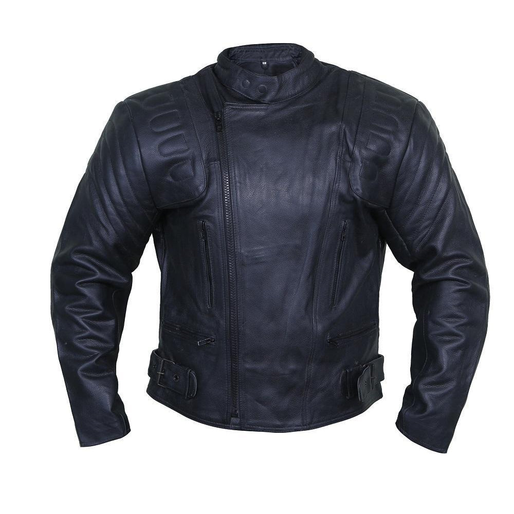 Elegant Coal Leather Racer Jacket Leather Skin Shop