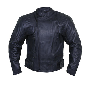 Elegant Coal Leather Racer Jacket
