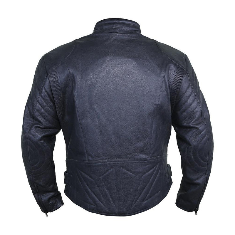 Elegant Coal Leather Racer Jacket