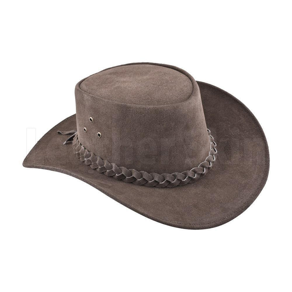 Elegant Suede Leather Cowboy Safari Hat