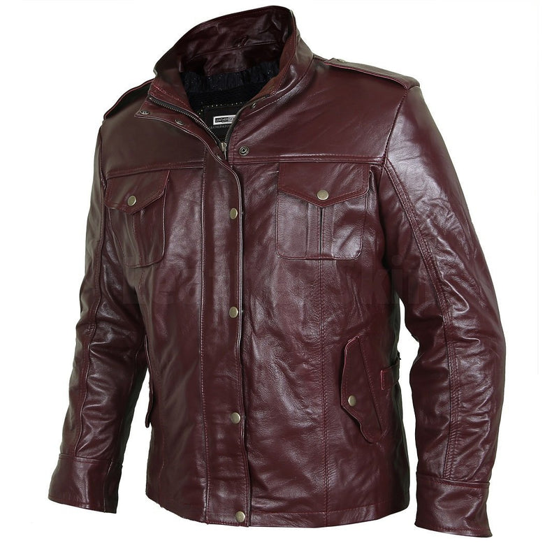 Home / Products / Exceptional burgundy leather field jacket