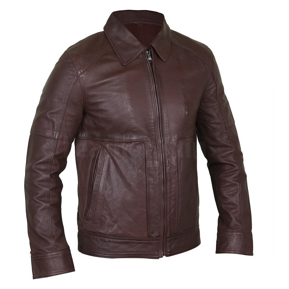 Exquisite Cedar Men’s Leather Jacket with a Shirt Collar