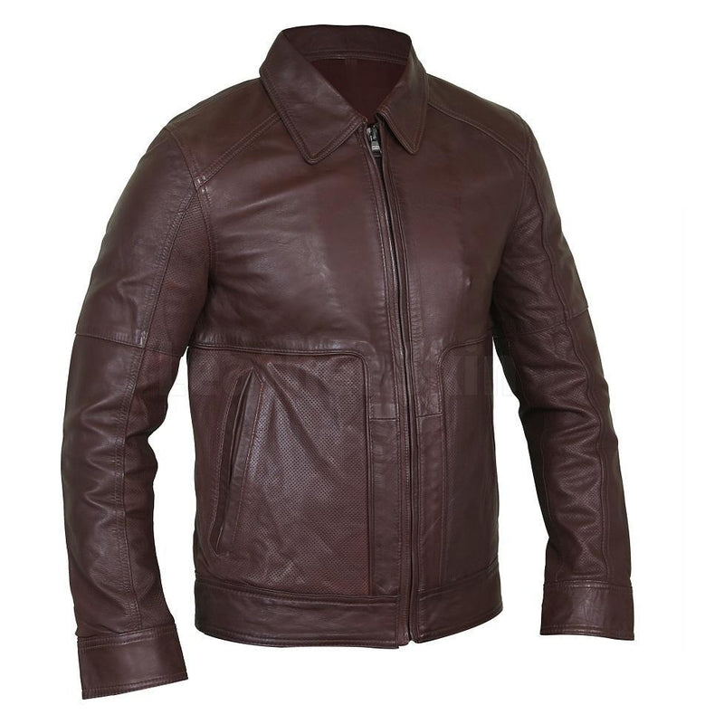 Home / Products / Exquisite Cedar Men’s Leather Jacket with a Shirt Collar