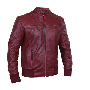 Flashy Sangria Leather Bomber Jacket