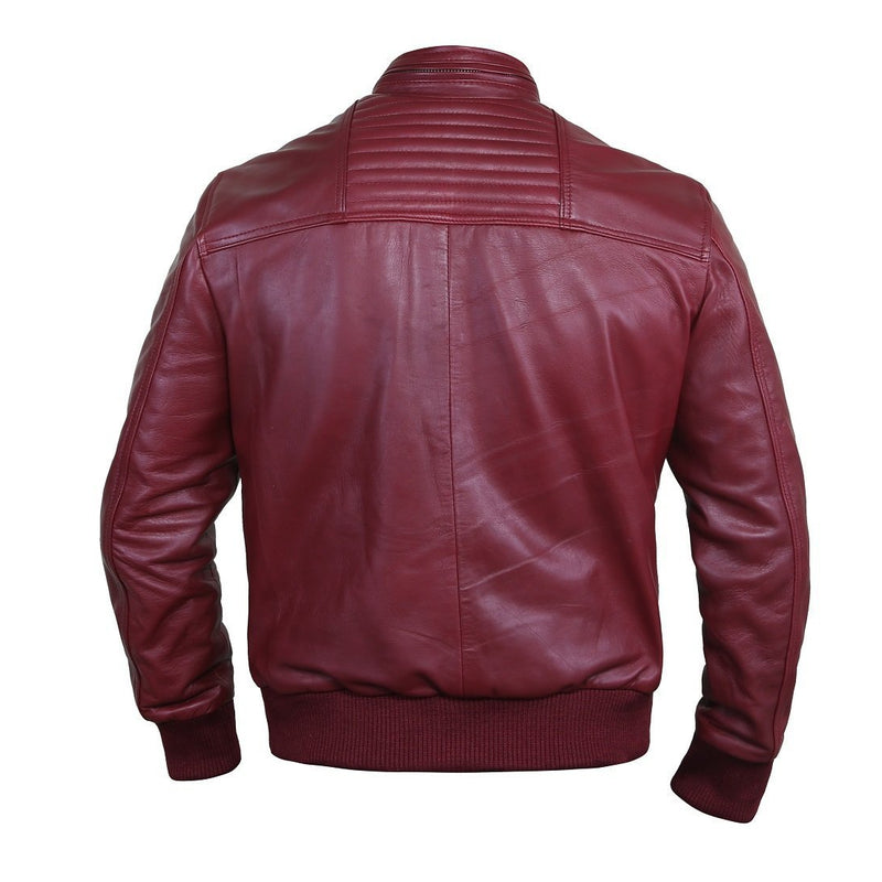 Flashy Sangria Leather Bomber Jacket