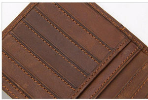 Men Classical Style Genuine Leather Wallet with Threading Handiwork