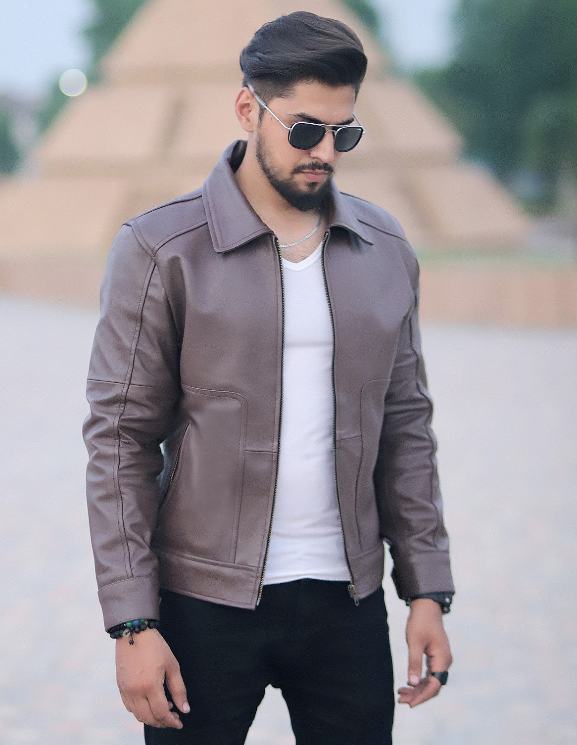 Casual Wear Stylish Look Mens Designer Brown Leather Jacket - HJacket
