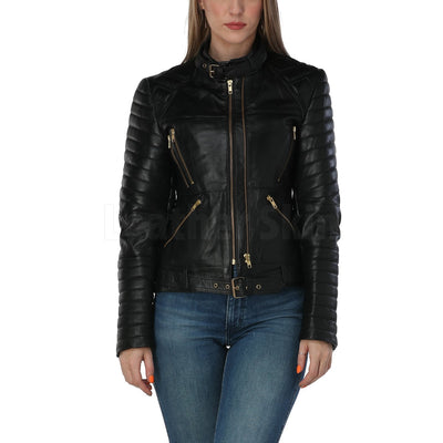 Home / Products / Katherine Black Belted Leather Jacket