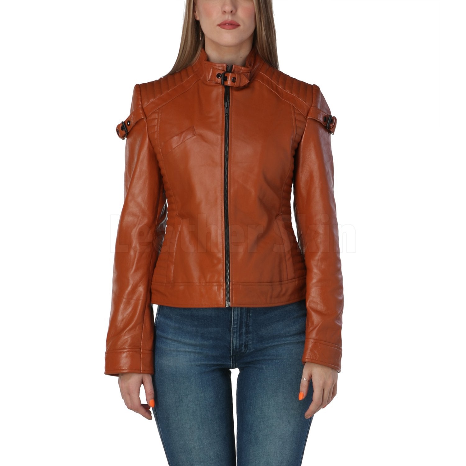 Katniss Cognac Brown Leather Jacket