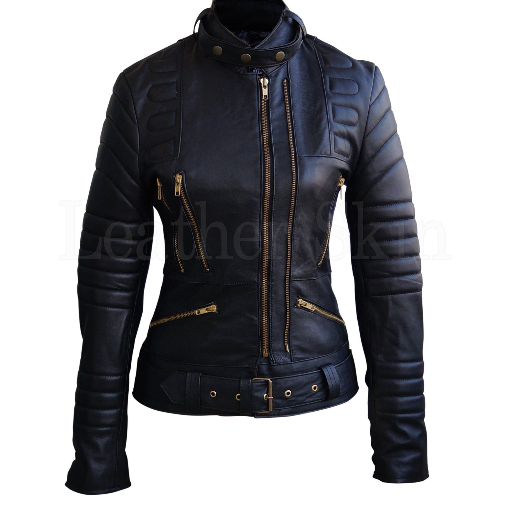 Sophie Marceau Style Women Black Padded Quilted Celebrity Leather Jacket