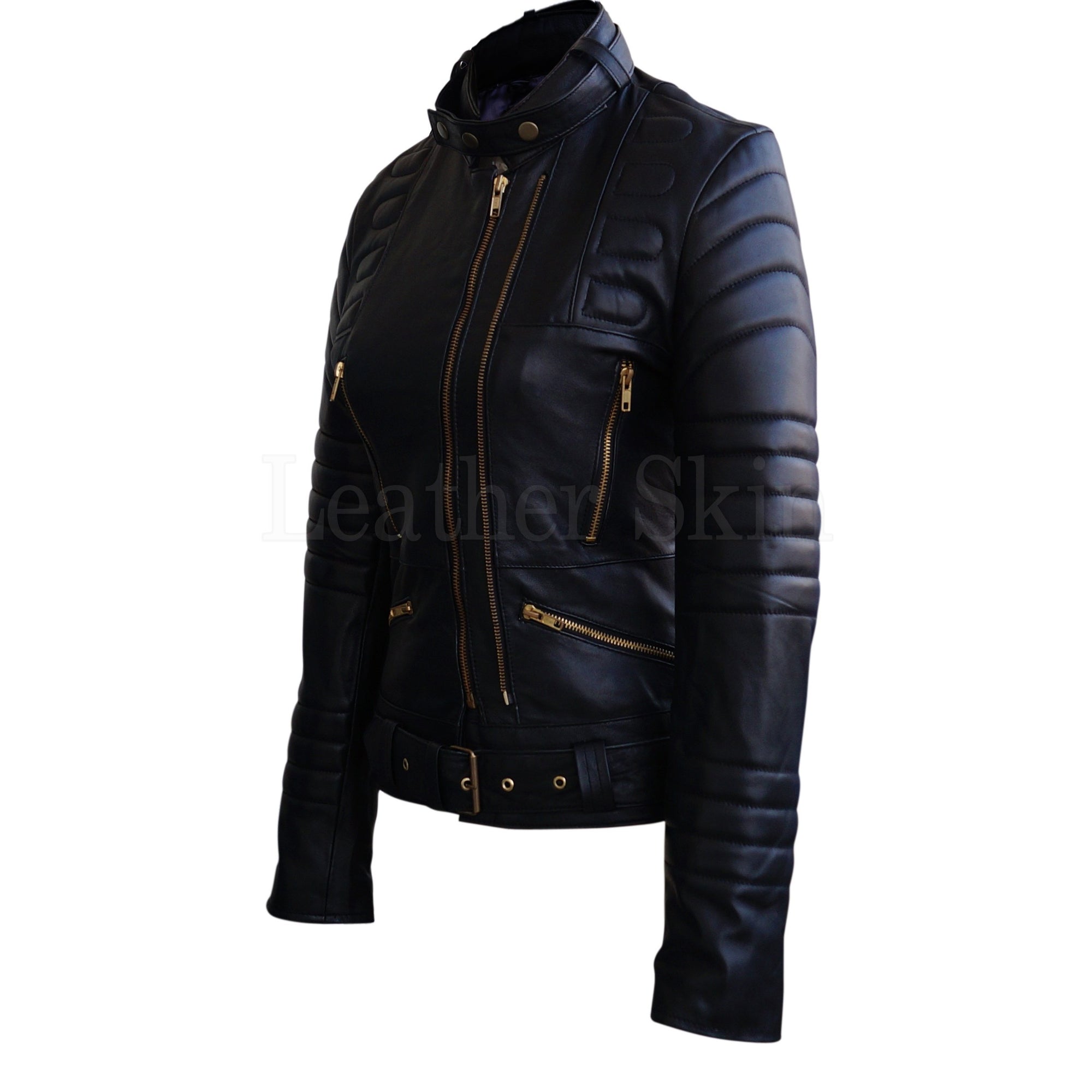 Home / Products / Sophie Marceau Style Women Black Padded Quilted ...