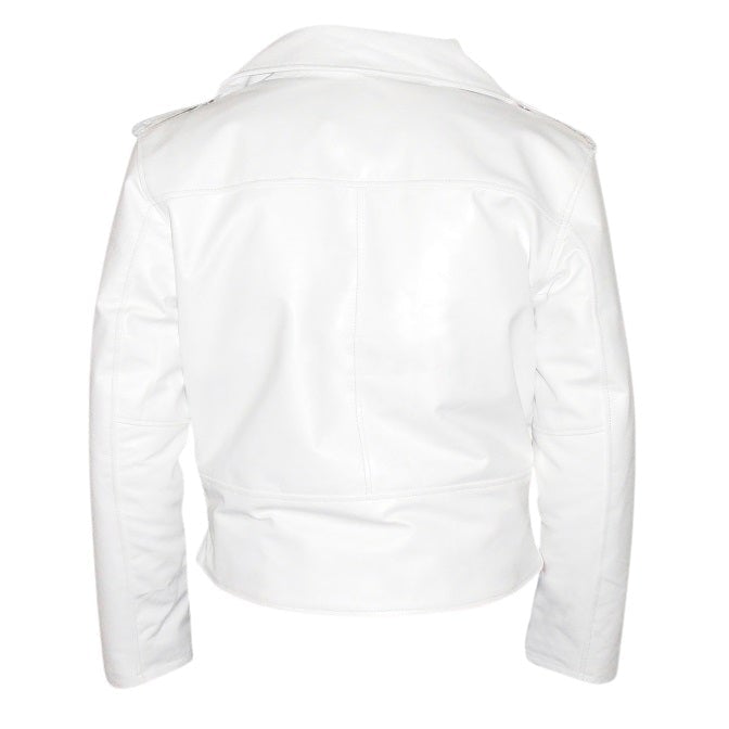 Leather Skin Men White Brando Biker Motorcycle Genuine Leather Jacket