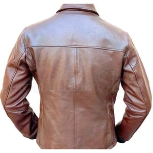 Men Brown Motorcycle Leather Jacket (Back)