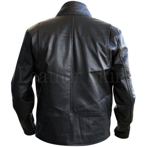 Black Men Genuine Leather Jacket (Back)
