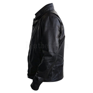Men Real Leather Jacket in Black Color
