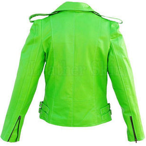 Ladies Light Green Leather Jacket