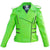 Women Parrot Green Genuine Leather Jacket with shoulder epaulettes