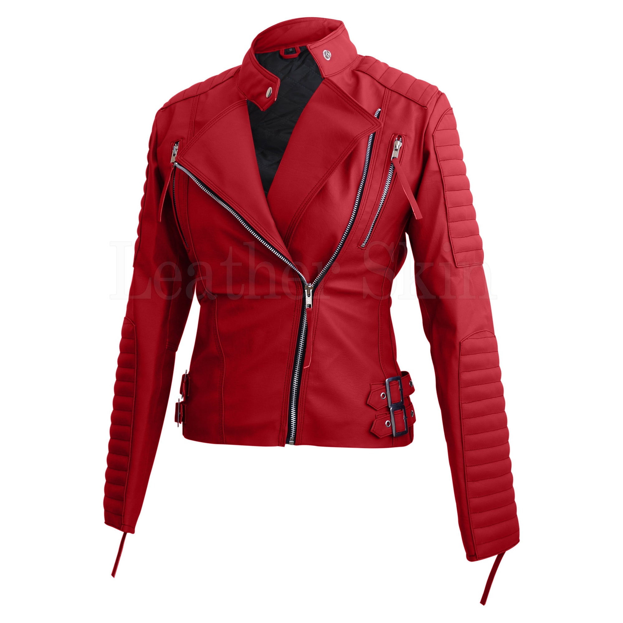 Home / Products / Leather Skin Red Women Ladies Brando Style Synthetic ...