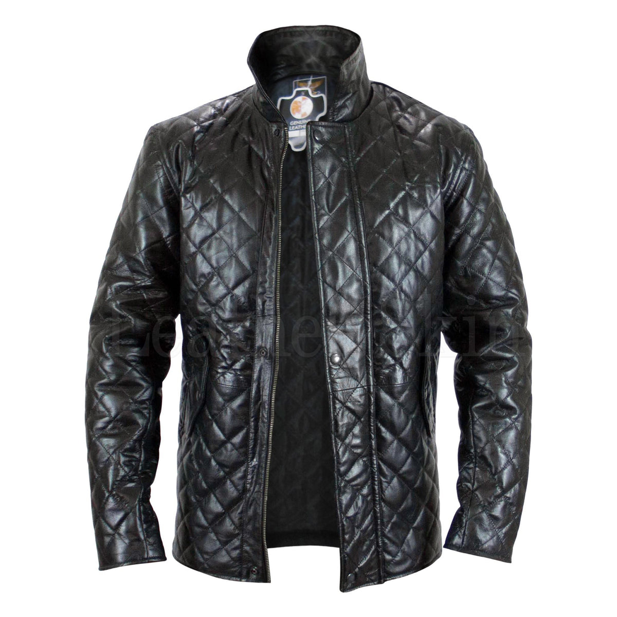 Mens Distressed Brown Leather Bomber Jacket with Shirt Collar