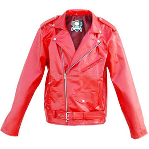 CLJ Men's Genuine Leather Biker Jacket – Brando Style, Red & Black, YKK Zip, Heated Lining