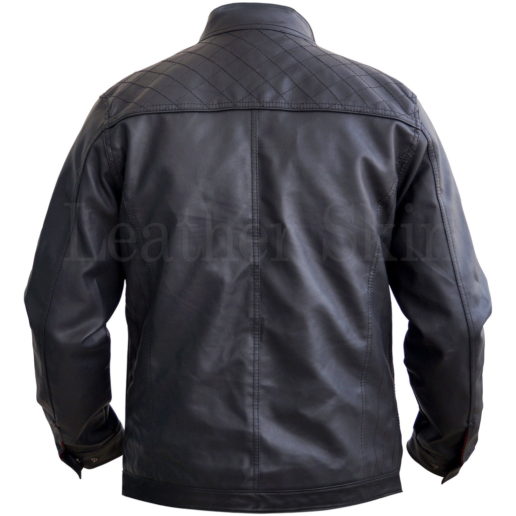 Black Crossed Shoulder Premium Genuine Pure Real Leather Jacket w