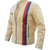Men Off-White Cream Blue Red Stripes Motorcycle Genuine Leather Jacket