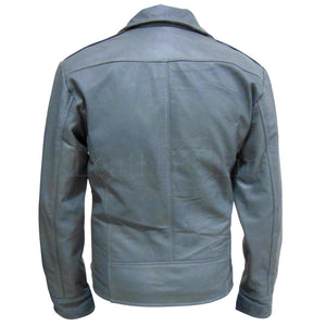 Grey Genuine Leather Jacket for Men (Back)