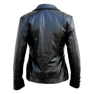 Buy Women Black Leather Jacket Online Back