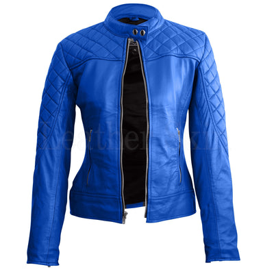 Home / Products / Leather Skin Women Blue Quilted Sexy Stylish Premium ...