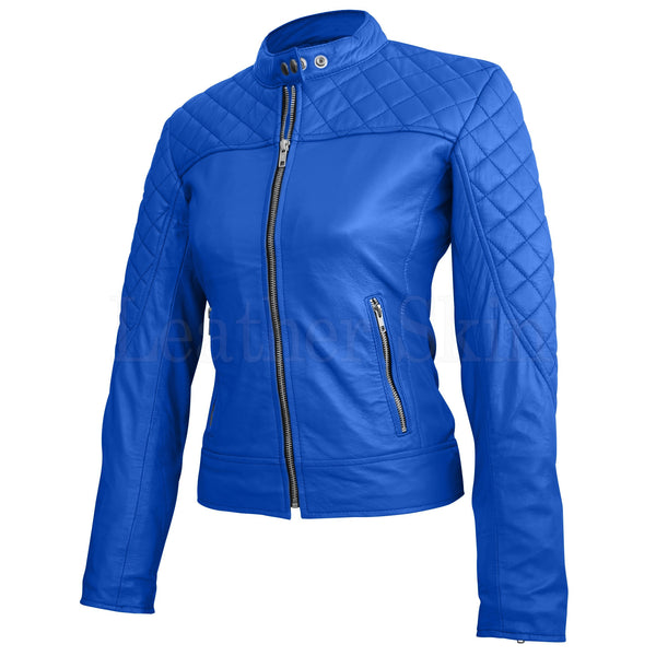 Home / Products / Leather Skin Women Blue Quilted Sexy Stylish Premium ...