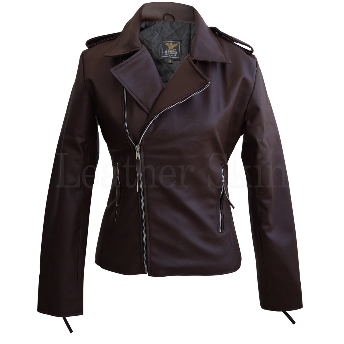 NWT Brown Brando Women Ladies Sexy Stylish Premium Synthetic Leather Jacket