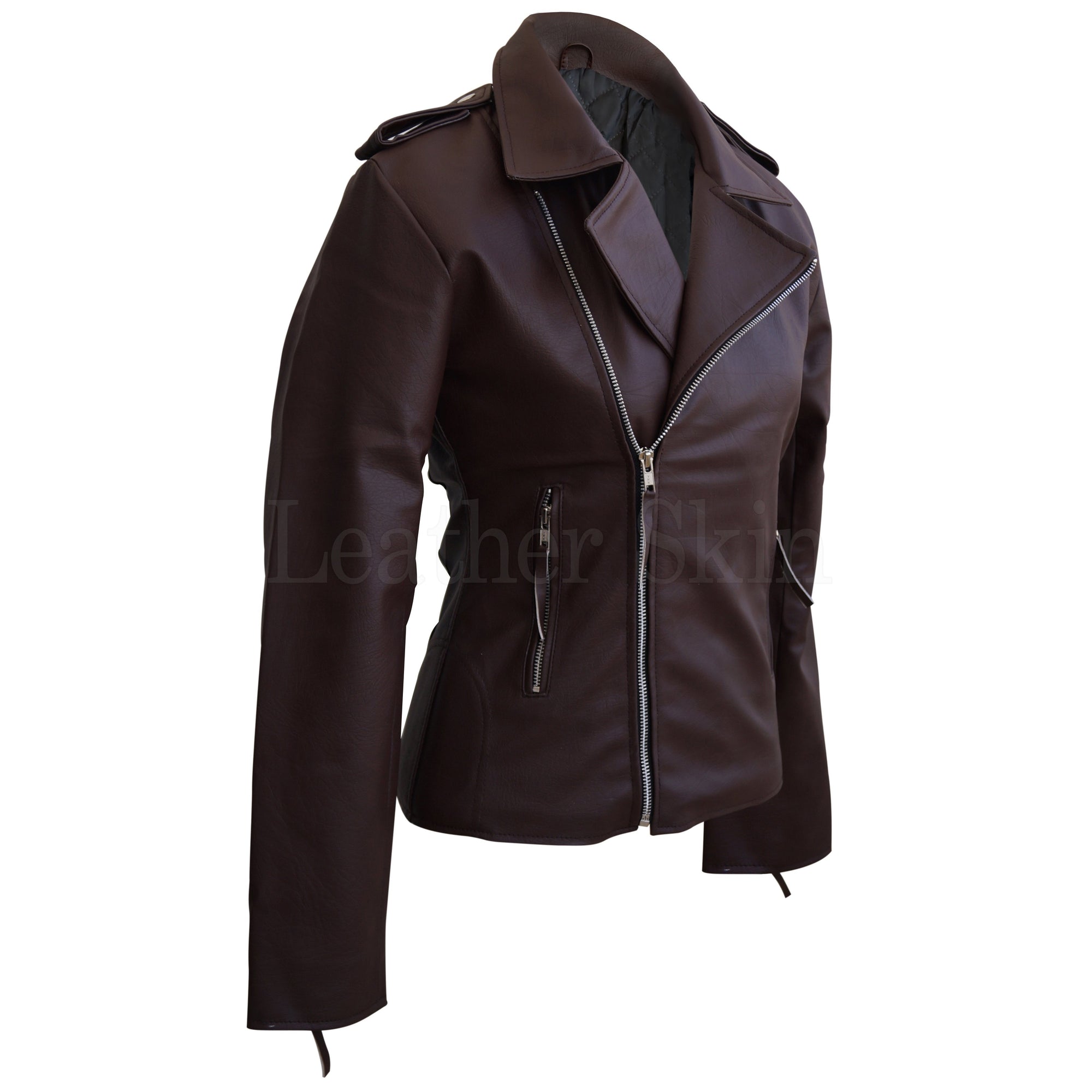 NWT Brown Brando Women Ladies Sexy Stylish Premium Synthetic Leather Jacket