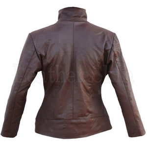 Ladies Cow Real Leather Jacket in Brown Color