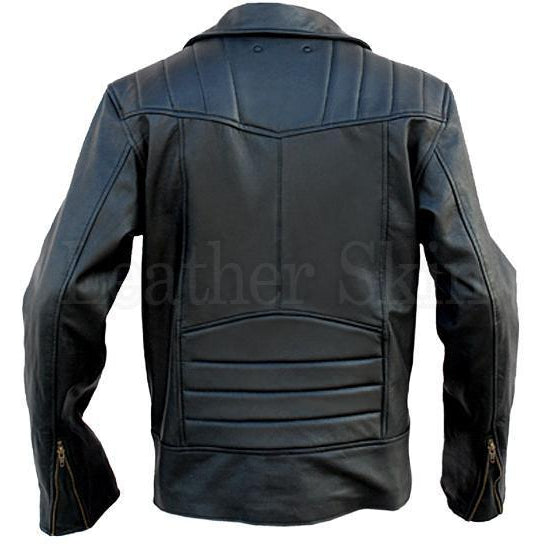 Black Brando Leather Jacket for Men (Back)