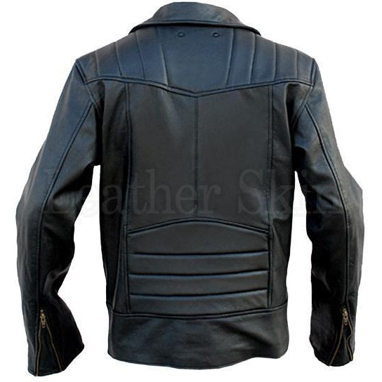 NWT Black Brando Premium Genuine Leather Jacket with Plain Lining