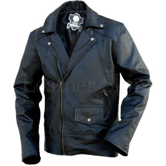 Men Black Brando Genuine Leather Jacket