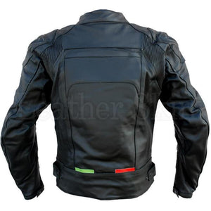 Motorcycle Black Genuine Leather Jacket for Men (Back)
