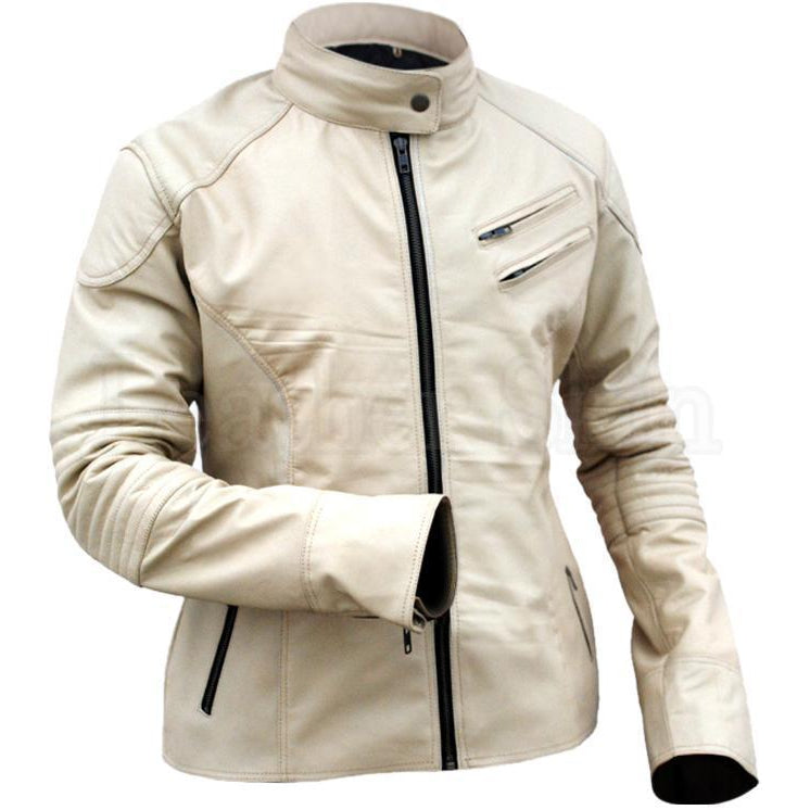 Women Off-White Genuine Leather Jacket