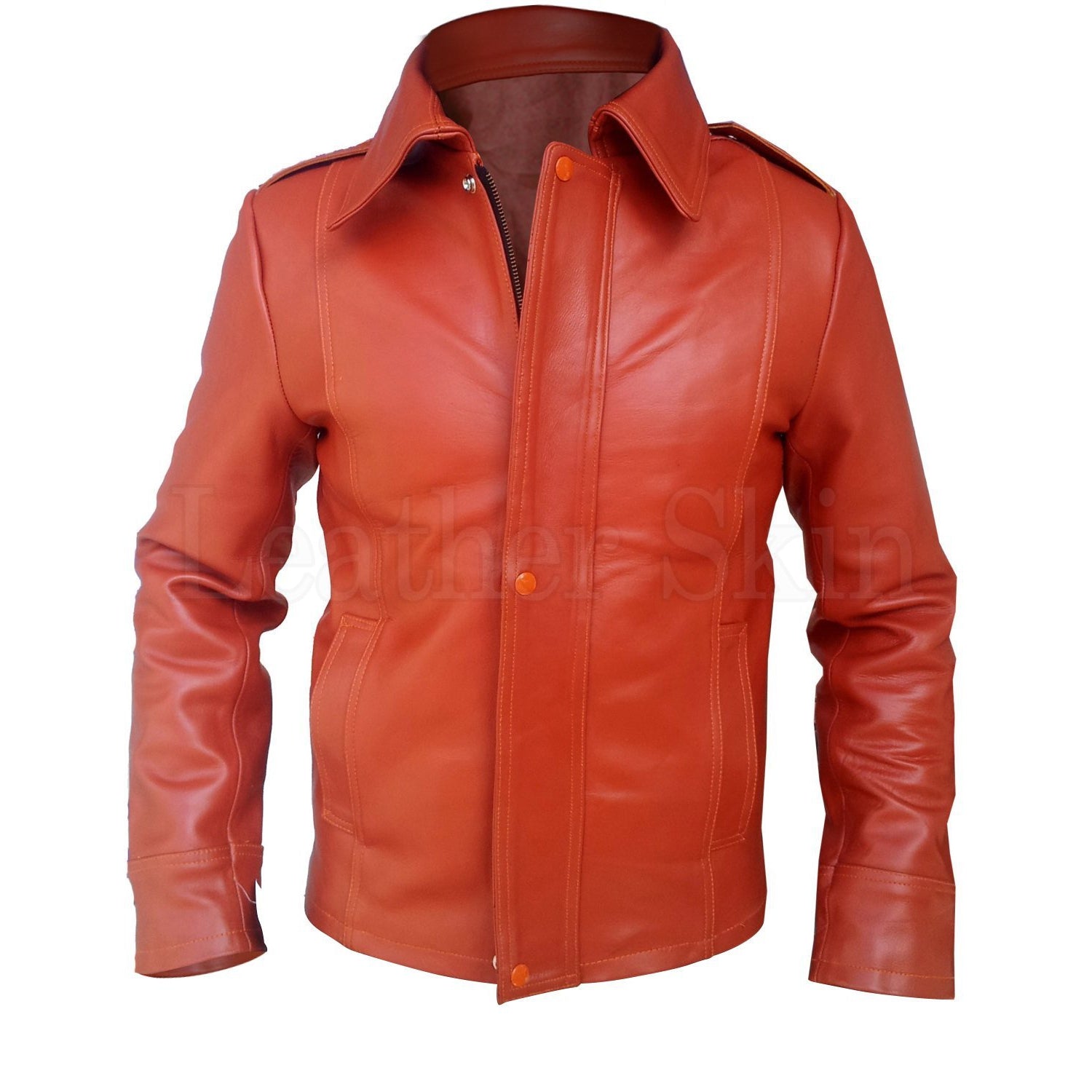 Men Maroon Red Genuine Leather Jacket