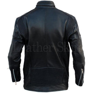 Black Fashion Genuine Leather Jacket for Men (Back)