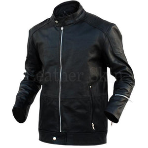 Men Black Genuine Fashion Leather Jacket