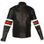 Men Black Real Leather Jacket with White Red Stripes