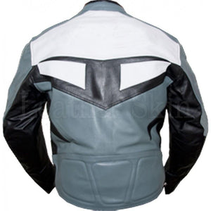 Gray Biker Jacket for Men (Back)
