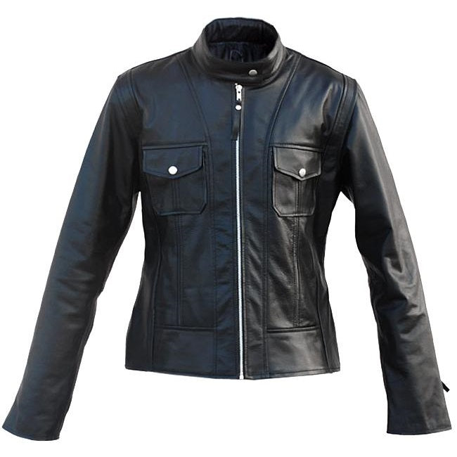 Leather Skin Black Unisex Premium Genuine Leather Jacket w/ Front Pock Leather Skin Shop