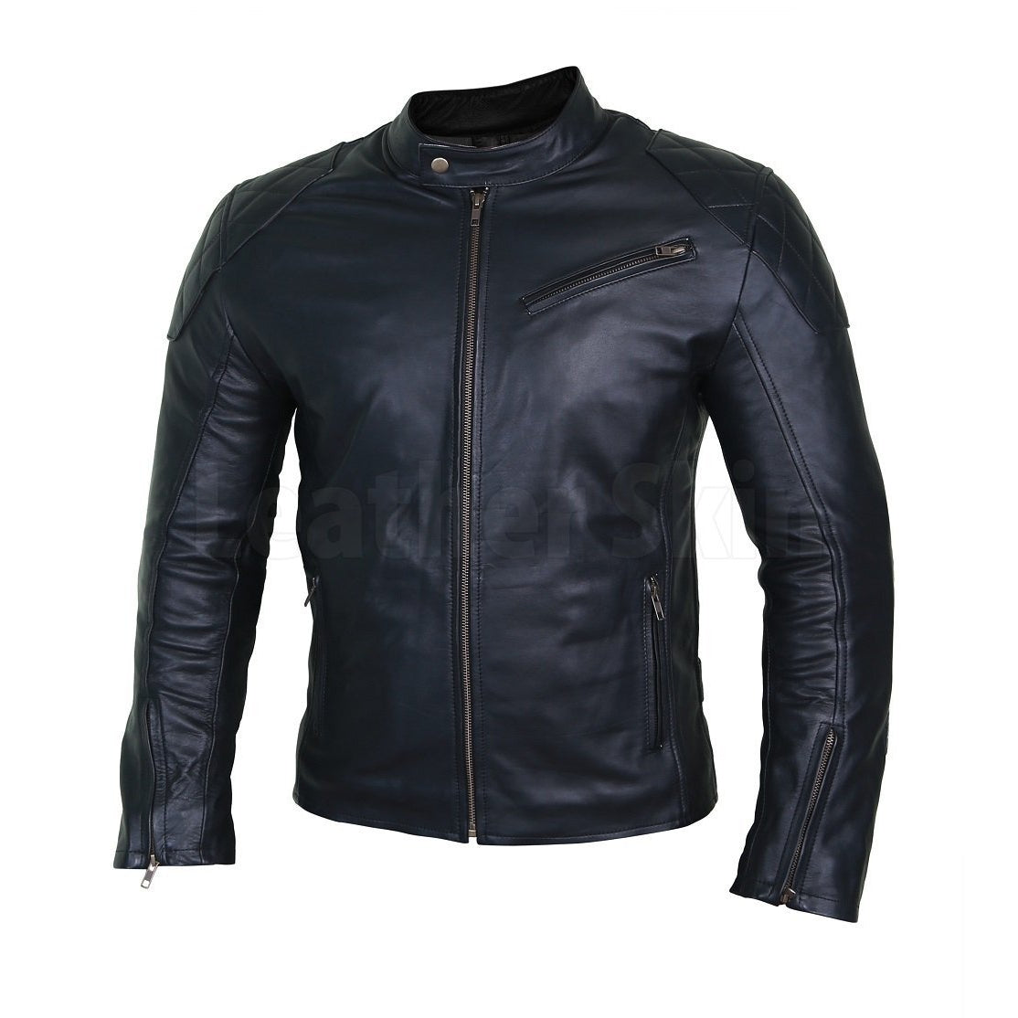 Fur Collared Cow Leather Biker Jacket – Black Jack Leathers