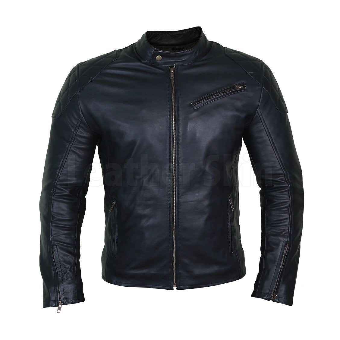 Michael Black Leather Motorcycle Jacket